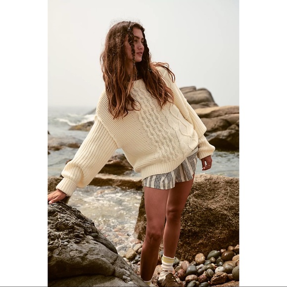 Free People Sweaters - Free People Dream Cable Knit Crewneck Sweater NWT